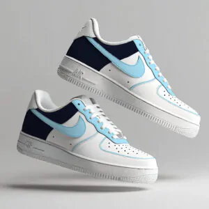 AF1 Custom back and swoosh bleu pastel et bleu marine
