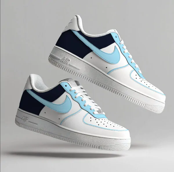 AF1 Custom back and swoosh bleu pastel et bleu marine
